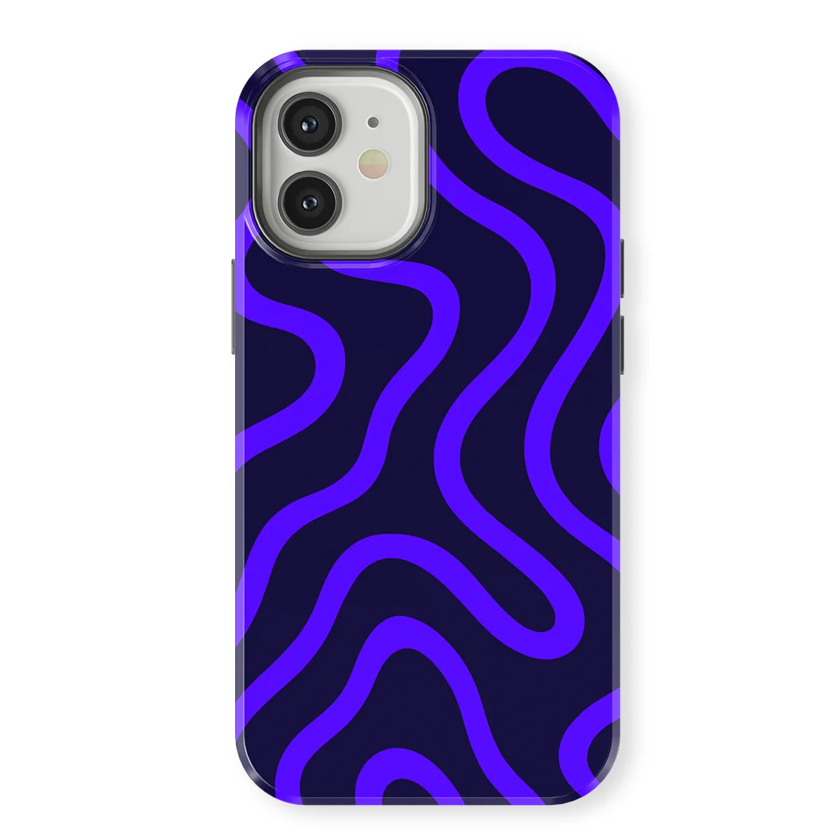 Curvy Lines - Electric Dusk - Black/Blue case for iPhone 12 - Image 1