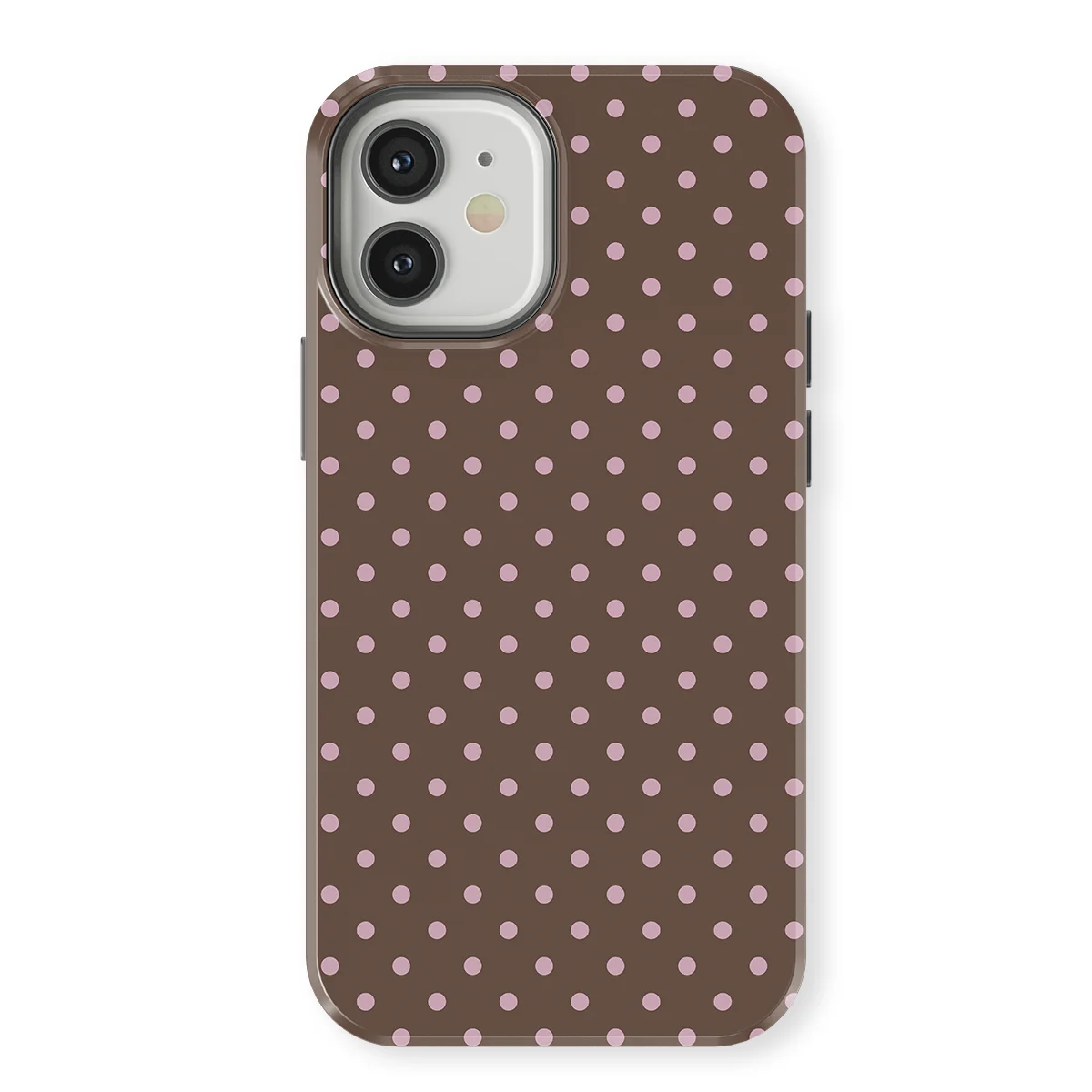 Polka Dots - Choco Blush - Brown/Pink case for iPhone 12 - Image 1