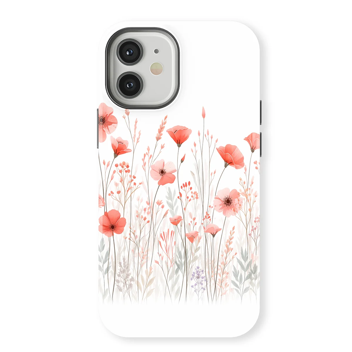 Watercolor Flowers - Blush Border - /Red/Multicolor case for iPhone 12 - Image 1