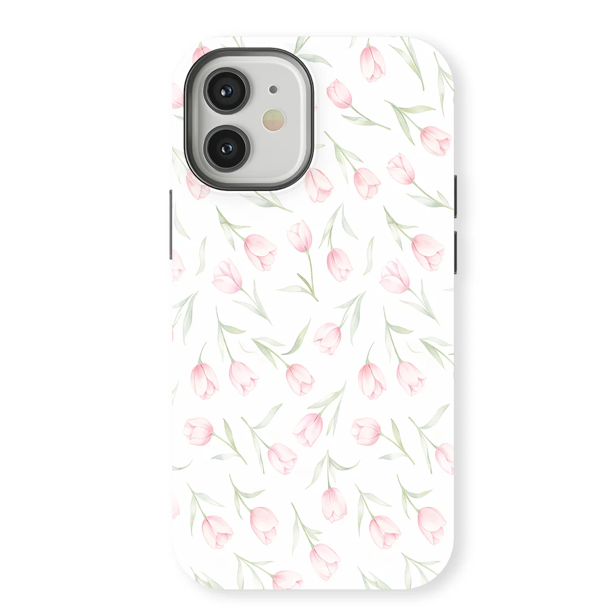 Watercolor Flowers - Soft Tulips - Pink/Green/Multicolor case for iPhone 12 - Image 1