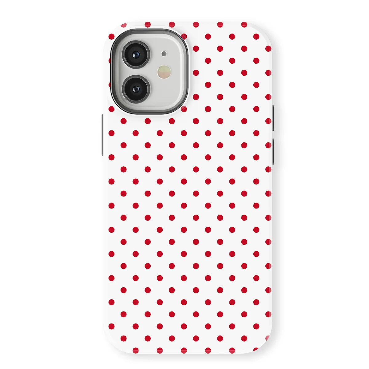 Polka Dots - Cherry Dots - White/Red case for iPhone 12 Mini - Image 1