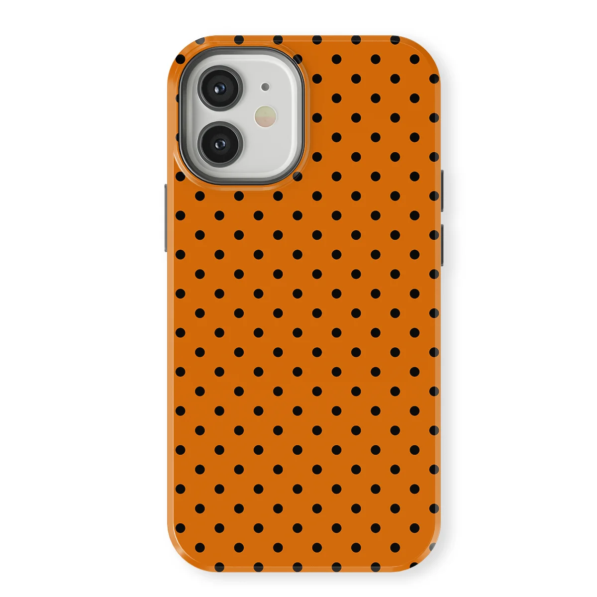 Polka Dots - Pumpkin Dots - Orange/Black case for iPhone 12 Mini - Image 1