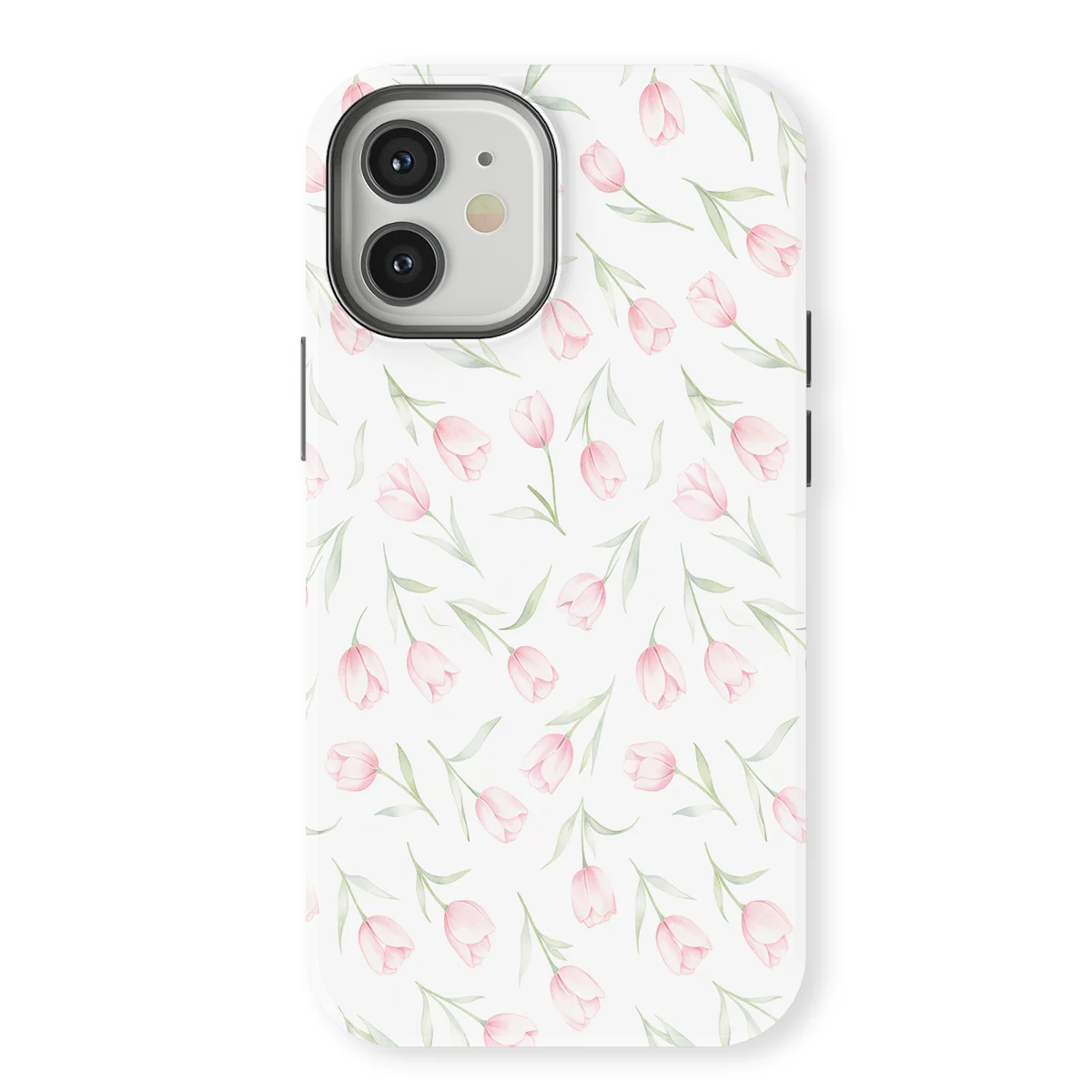 Watercolor Flowers - Soft Tulips - Pink/Green/Multicolor case for iPhone 12 Mini - Image 1