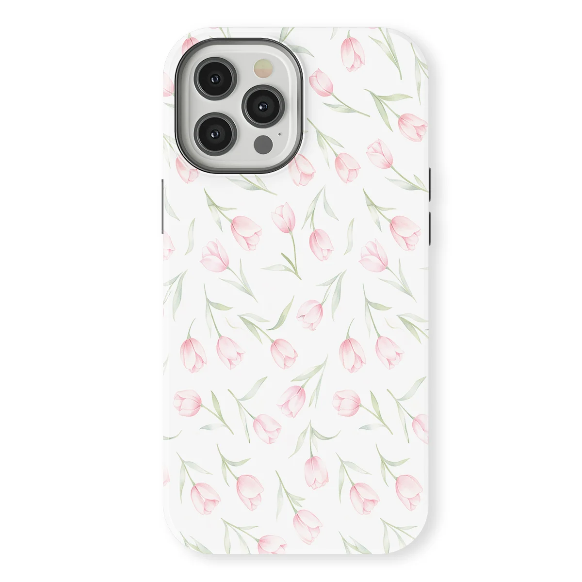 Watercolor Flowers - Soft Tulips - Pink/Green/Multicolor case for iPhone 12 Pro - Image 1