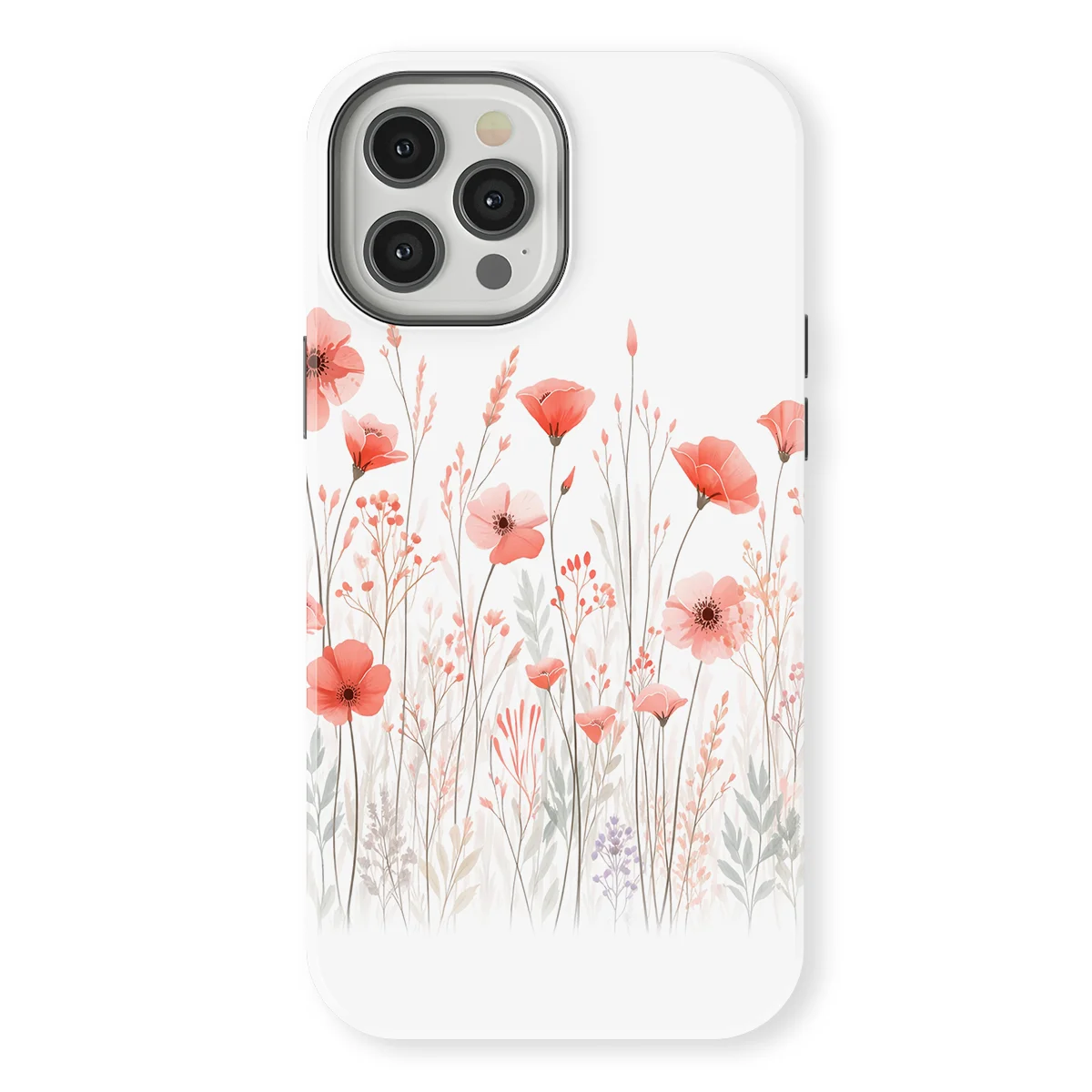 Watercolor Flowers - Blush Border - /Red/Multicolor case for iPhone 12 Pro Max - Image 1