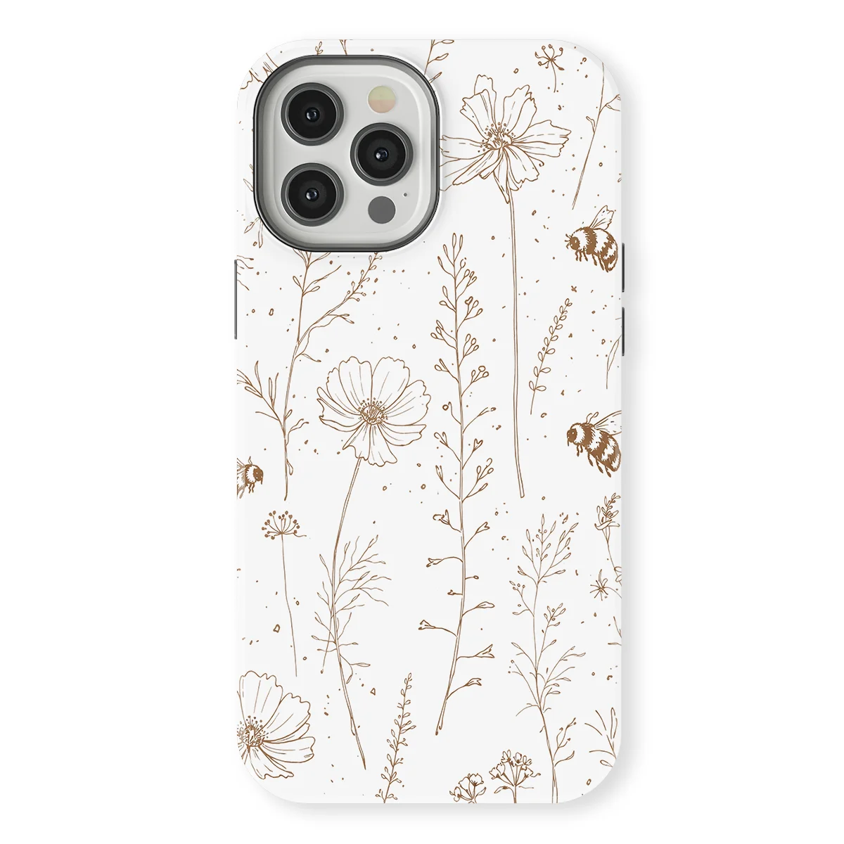 Watercolor Flowers - Meadow Sketch - Brown/White case for iPhone 12 Pro Max - Image 1