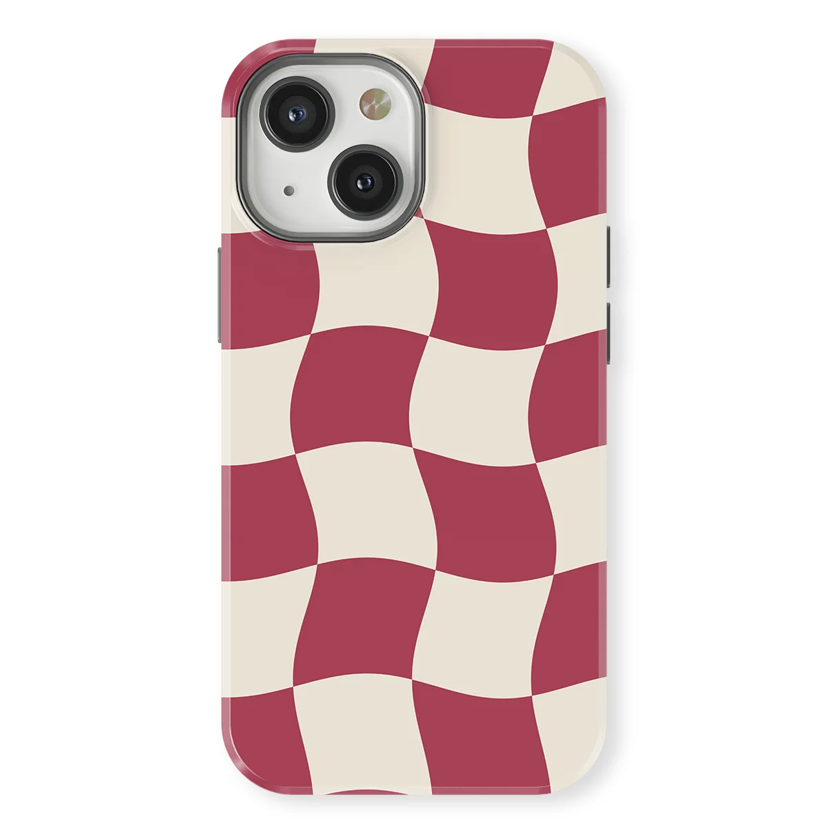 Checkered Warp - Crimson Wave - Red/White/Multicolor case for iPhone 13 - Image 1