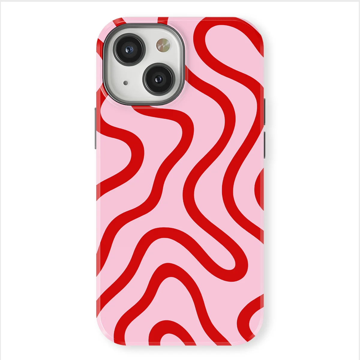 Curvy Lines - Lolly Loop - Pink/Red case for iPhone 13 - Image 1