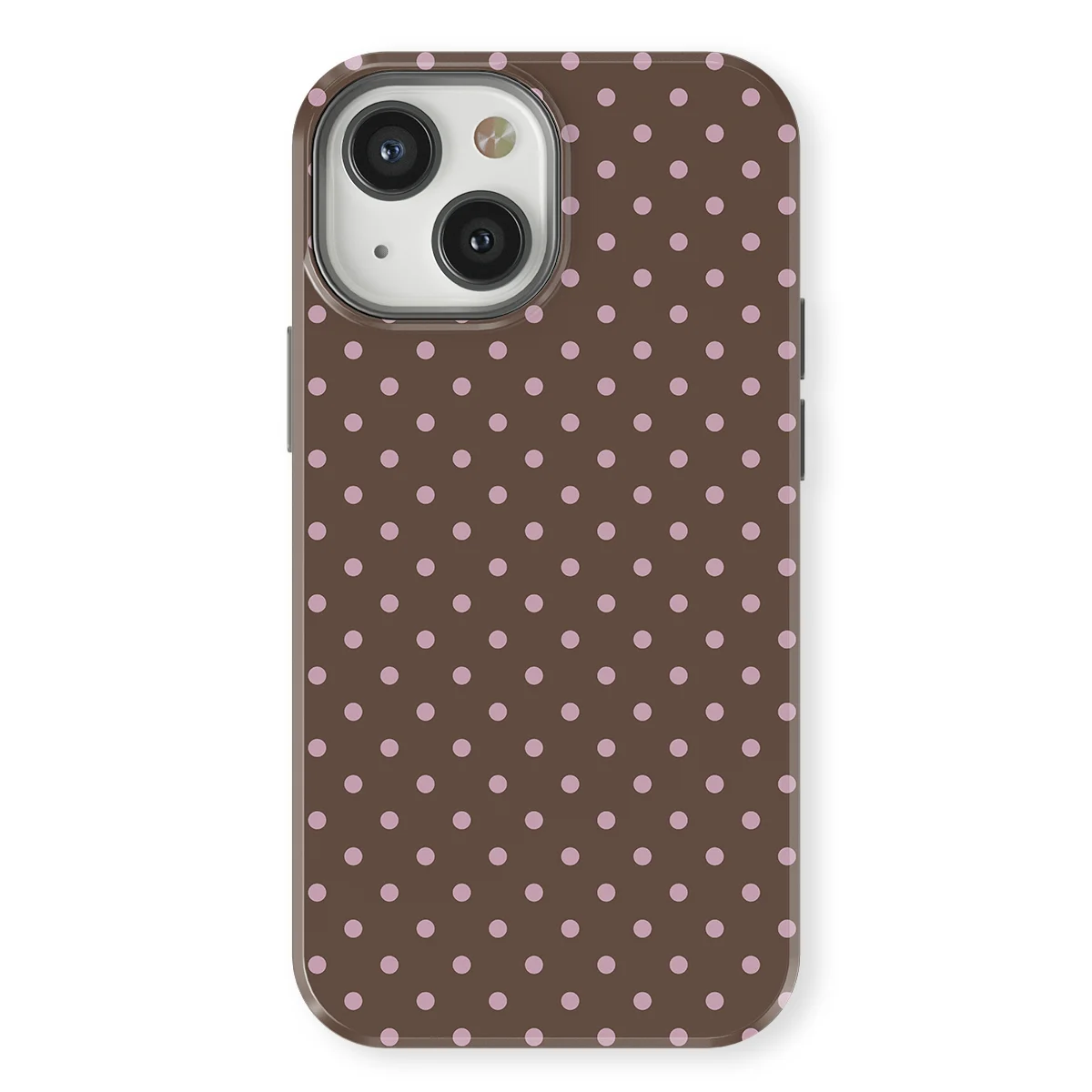 Polka Dots - Choco Blush - Brown/Pink case for iPhone 13 - Image 1