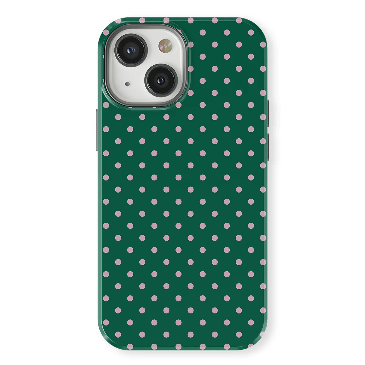 Polka Dots - Forest Blush - Green/Pink case for iPhone 13 - Image 1