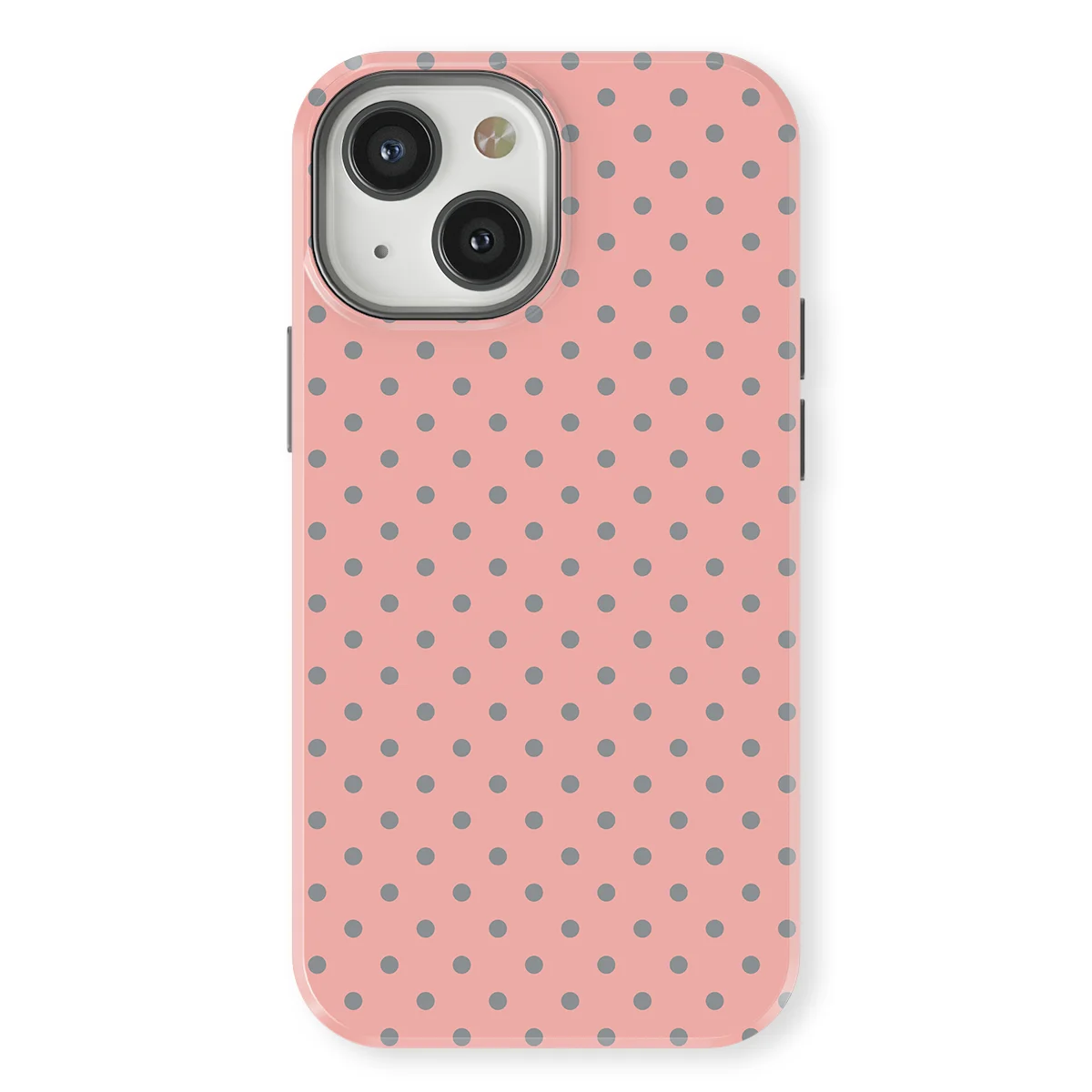Polka Dots - Soft Grey Dots - Pink/Grey case for iPhone 13 - Image 1