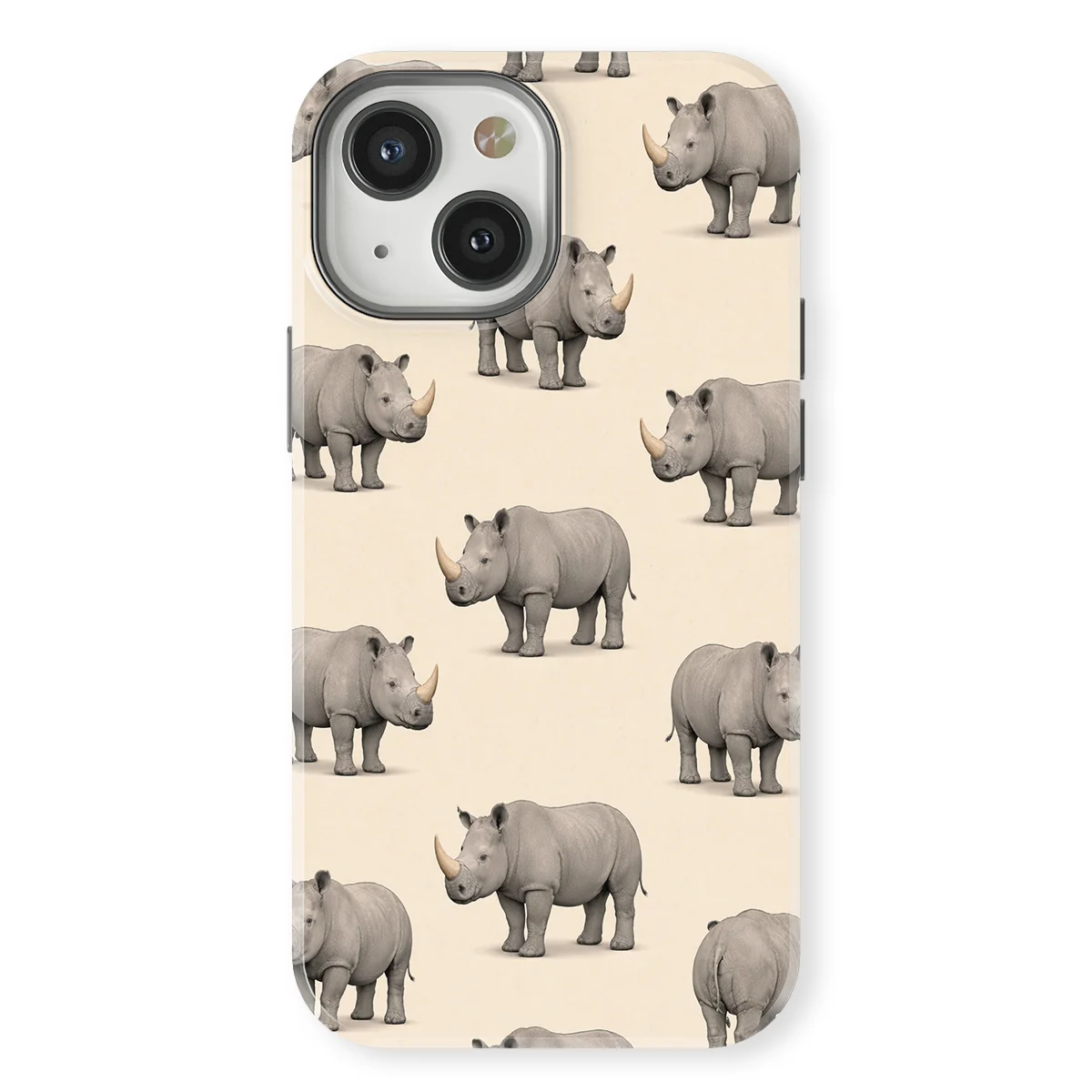 Safari - Neushoorn - White/Grey case for iPhone 13 - Image 1