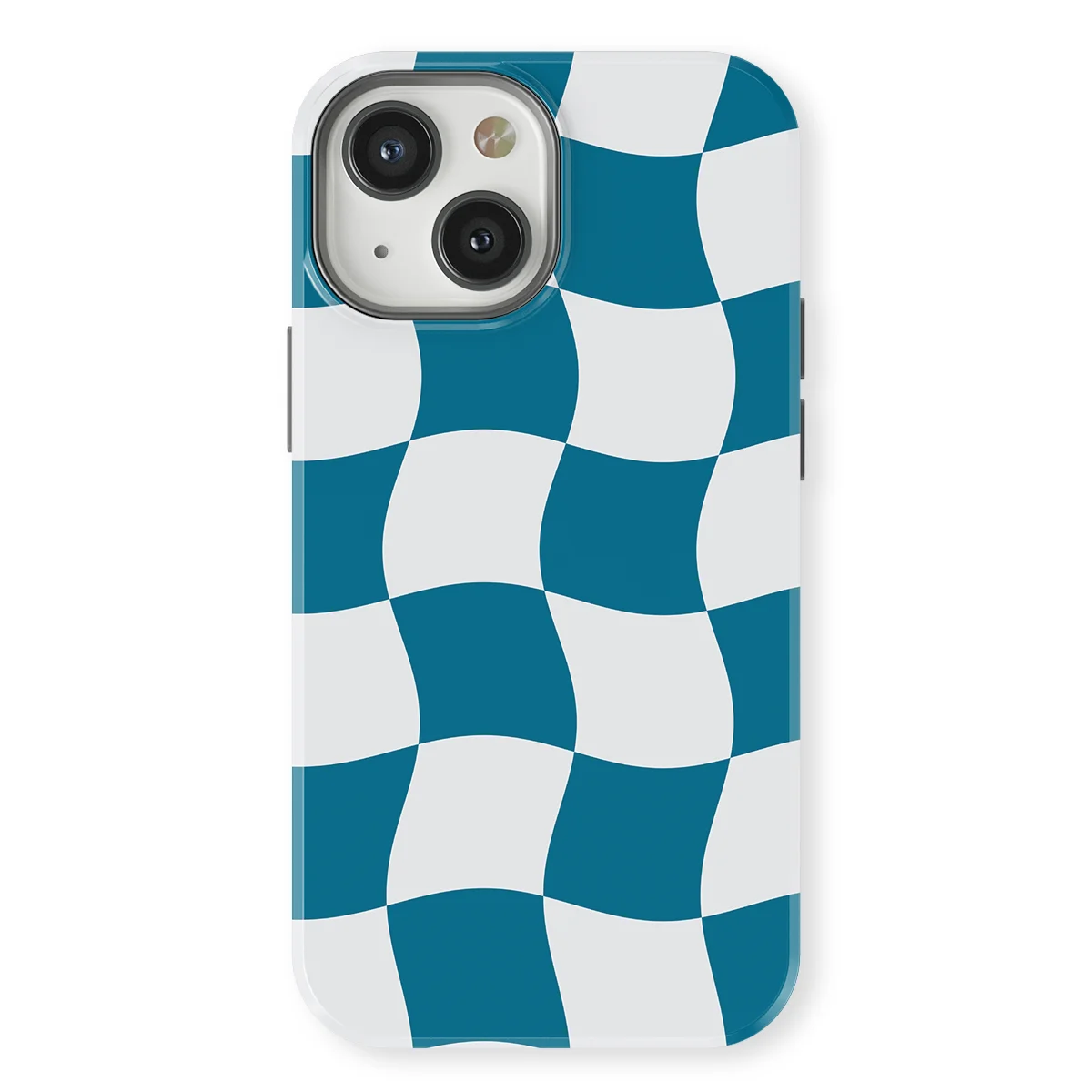 Checkered Warp - Frozen Motion - Blue/White/Multicolor case for iPhone 13 Mini - Image 1