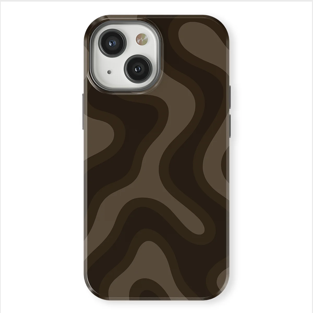 Curvy Lines - Espresso Wave - Brown case for iPhone 13 Mini - Image 1