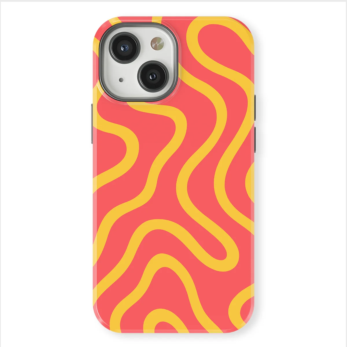 Curvy Lines - Sunburst Drift - Pink_Yellow case for iPhone 13 Mini - Image 1