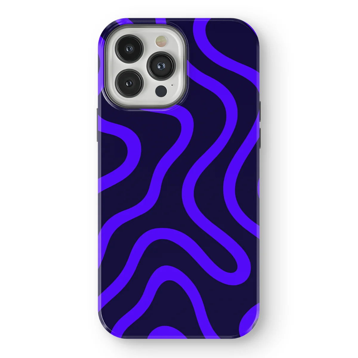 Curvy Lines - Electric Dusk - Black/Blue case for iPhone 13 Pro - Image 1