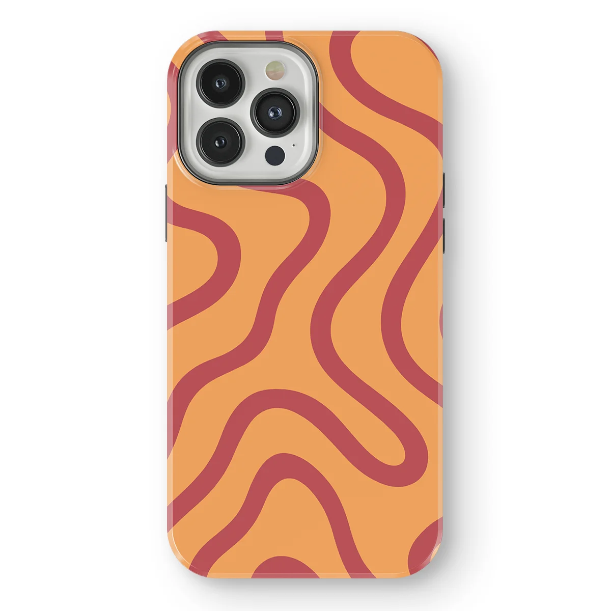 Curvy Lines - Terracotta Twist - Orange/Red case for iPhone 13 Pro - Image 1