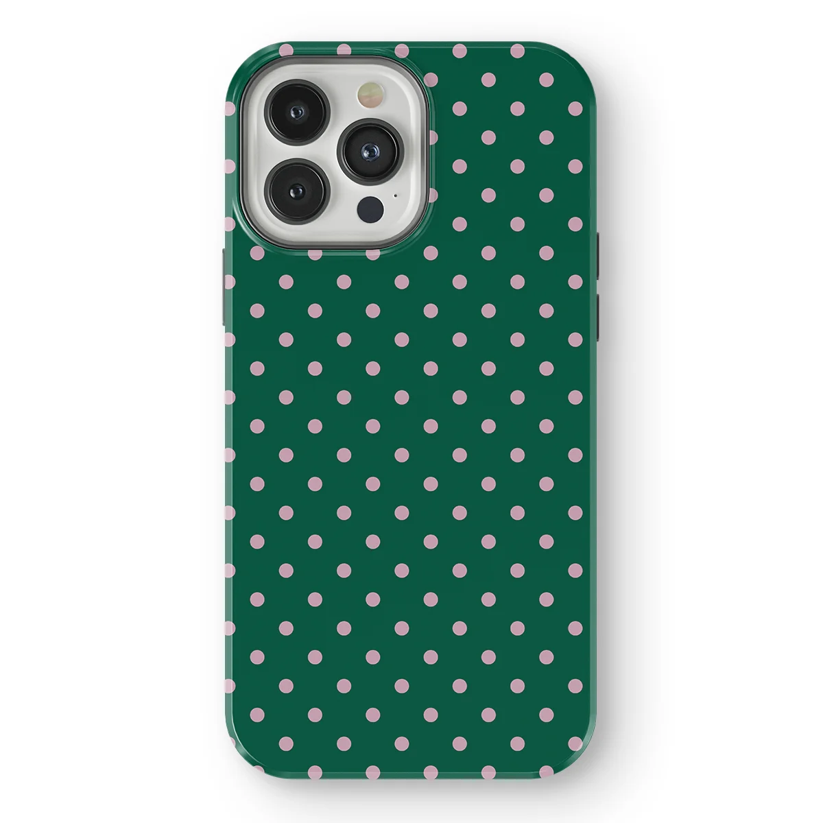 Polka Dots - Forest Blush - Green/Pink case for iPhone 13 Pro - Image 1