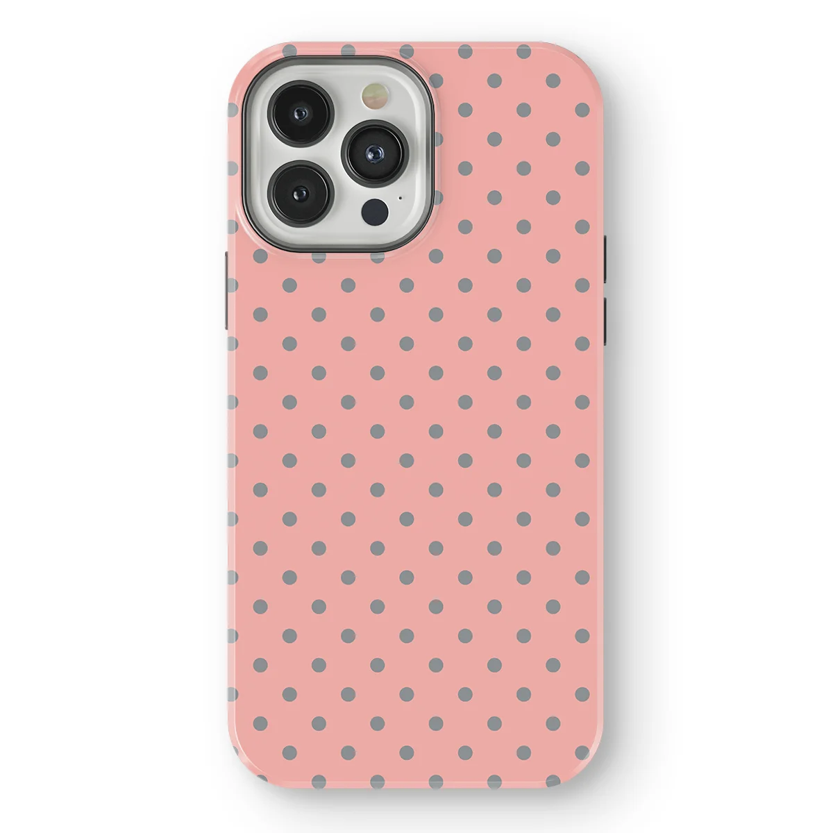 Polka Dots - Soft Grey Dots - Pink/Grey case for iPhone 13 Pro - Image 1