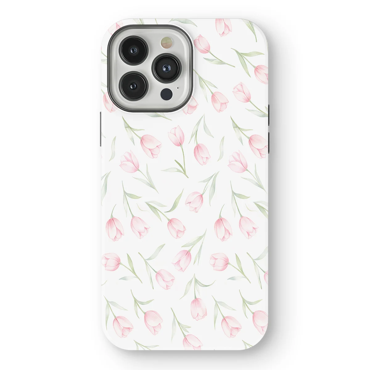 Watercolor Flowers - Soft Tulips - Pink/Green/Multicolor case for iPhone 13 Pro - Image 1