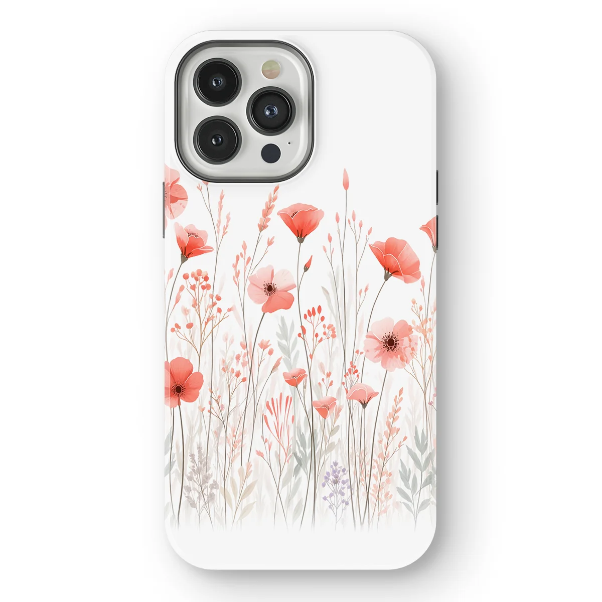 Watercolor Flowers - Blush Border - /Red/Multicolor case for iPhone 13 Pro Max - Image 1