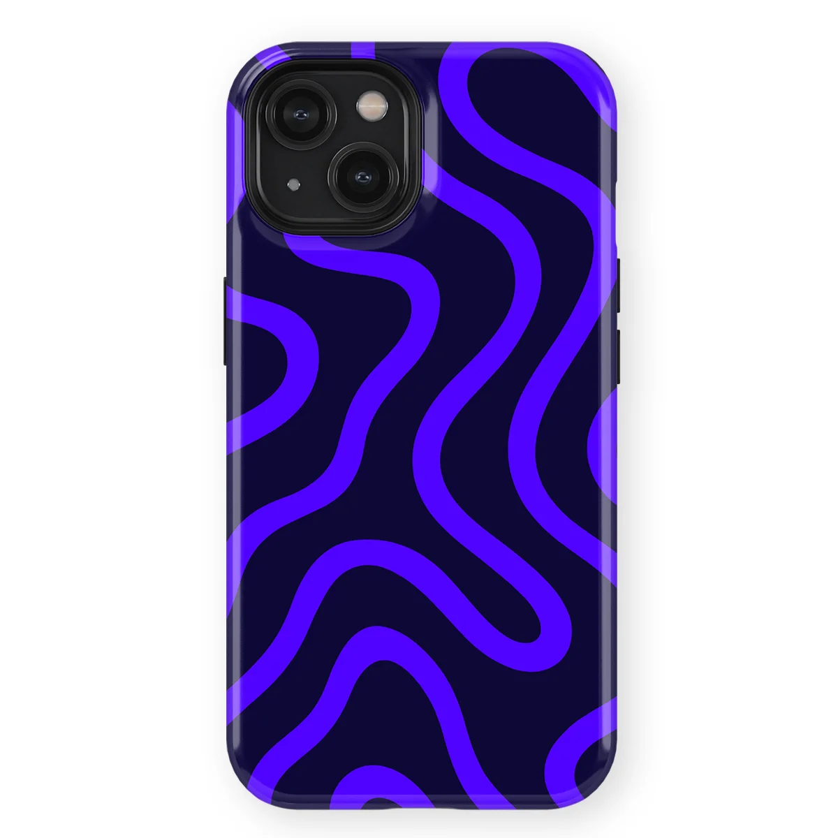 Curvy Lines - Electric Dusk - Black/Blue case for iPhone 14 - Image 1