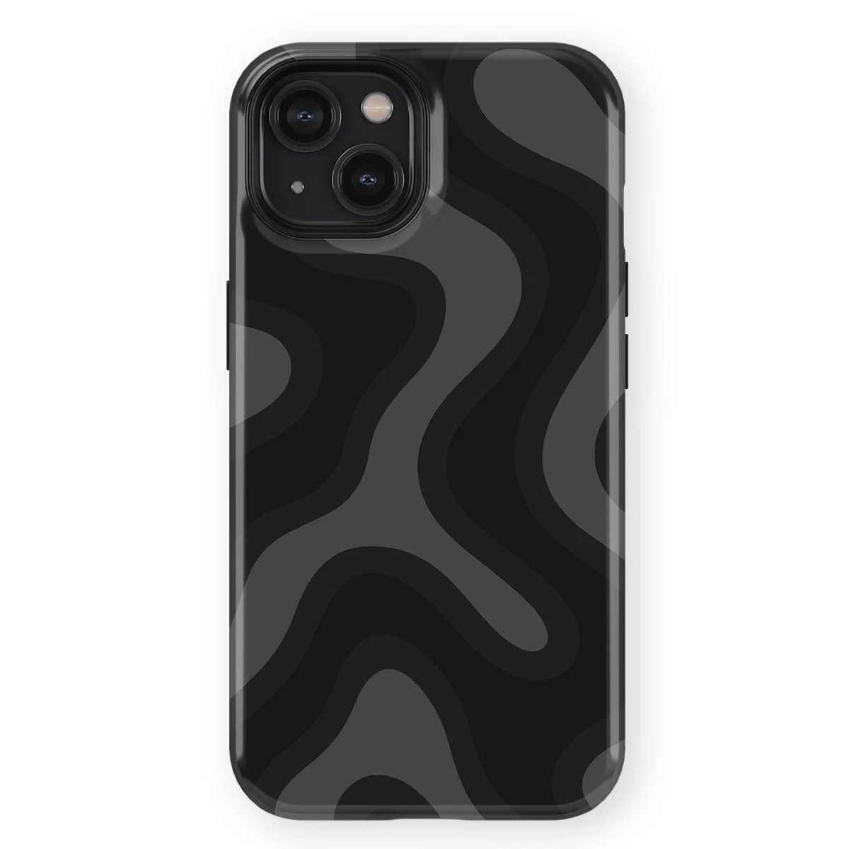 Curvy Lines - Onyx Flow - Black/Grey case for iPhone 14 - Image 1