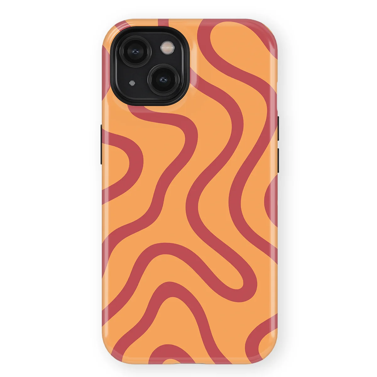 Curvy Lines - Terracotta Twist - Orange/Red case for iPhone 14 - Image 1