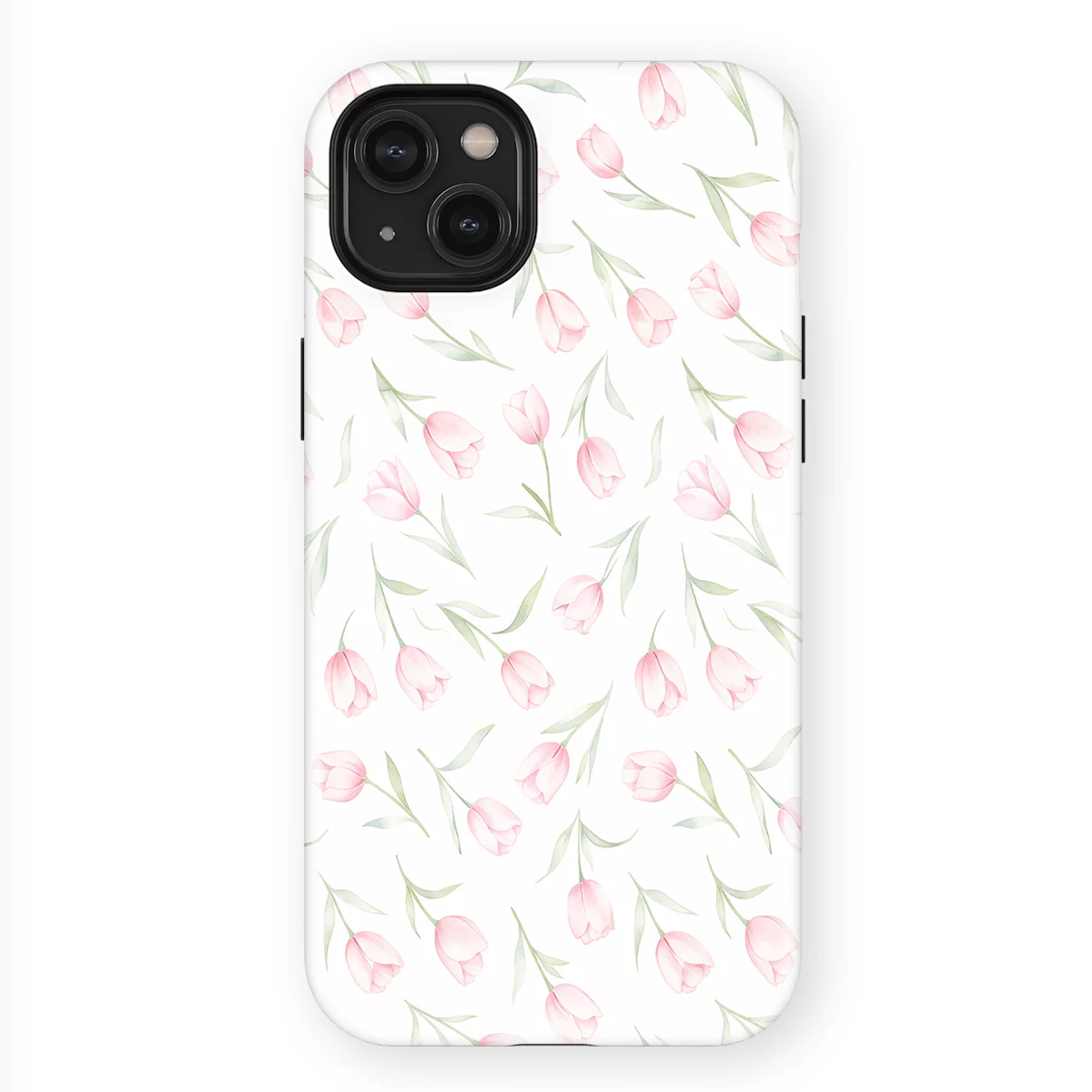 Watercolor Flowers - Soft Tulips - Pink/Green/Multicolor case for iPhone 14 Plus - Image 1