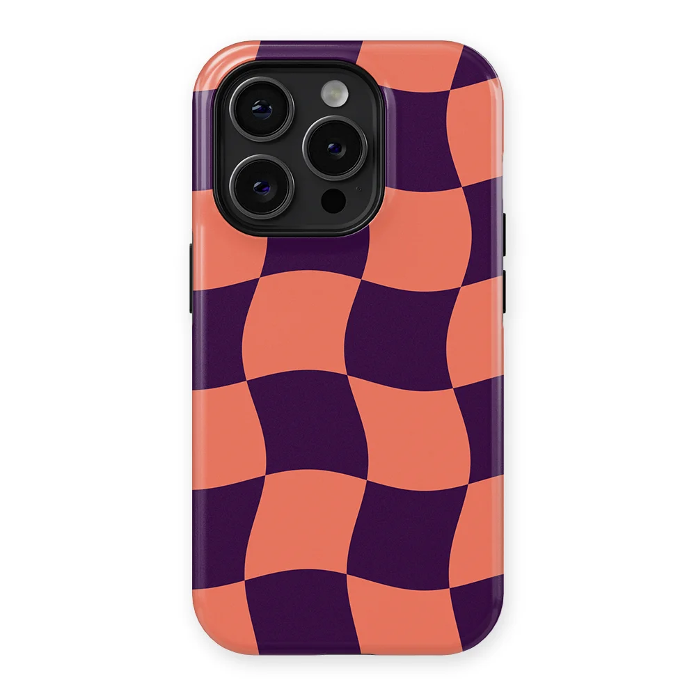 Checkered Warp - Check Flame - Purple/Pink/Multicolor case for iPhone 14 Pro Max - Image 1