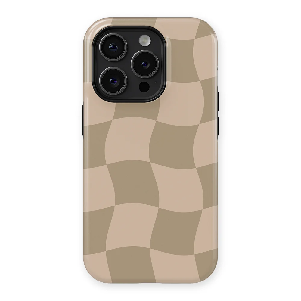 Checkered Warp - Sandwave - Brown/Grey case for iPhone 14 Pro Max - Image 1