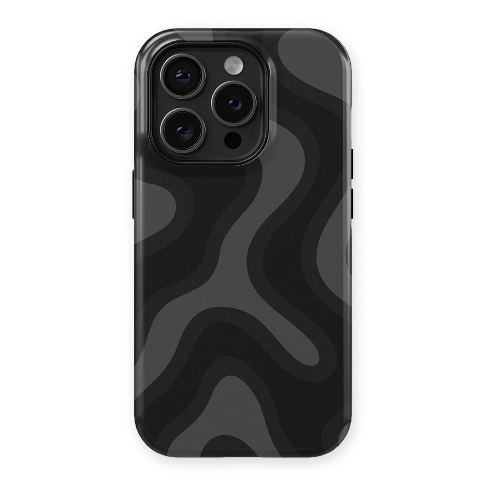 Curvy Lines - Onyx Flow - Black/Grey case for iPhone 14 Pro Max - Image 1