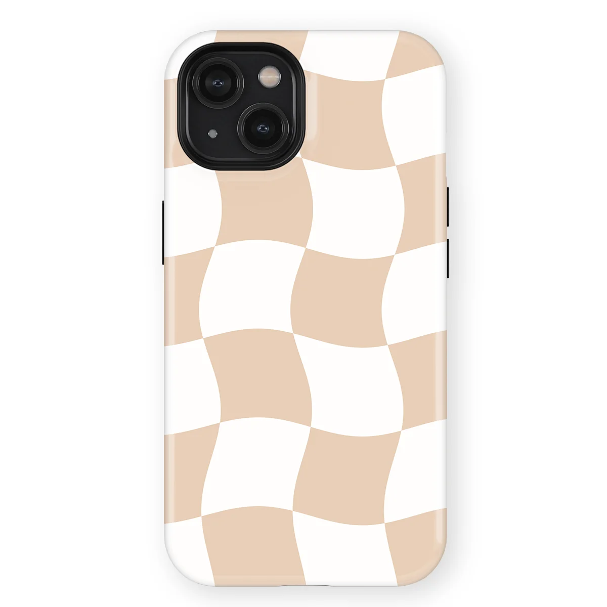 Checkered Warp - Linen Grid - Brown/White/Multicolor case for iPhone 15 - Image 1