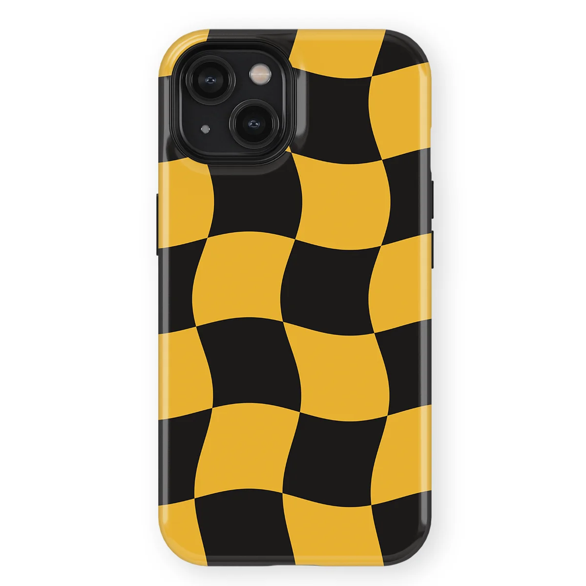 Checkered Warp - Yellow Rush - Yellow/Black/Multicolor case for iPhone 15 - Image 1