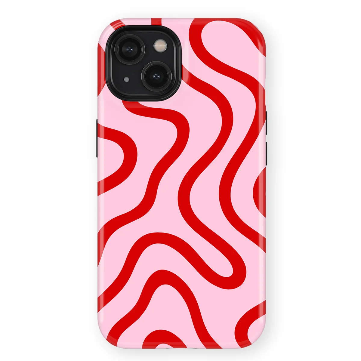 Curvy Lines - Lolly Loop - Pink/Red case for iPhone 15 - Image 1