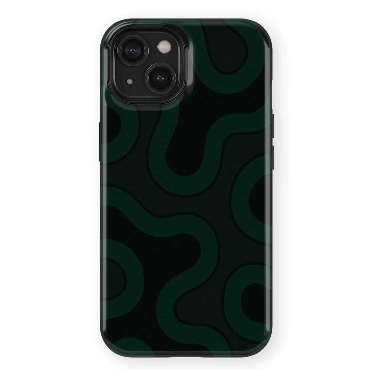 Motion Flow - Dark Drift - Black/Green case for iPhone 15 - Image 1