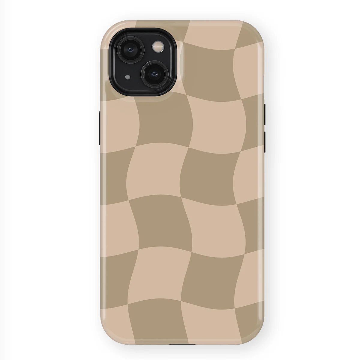 Checkered Warp - Sandwave - Brown/Grey case for iPhone 15 Plus - Image 1