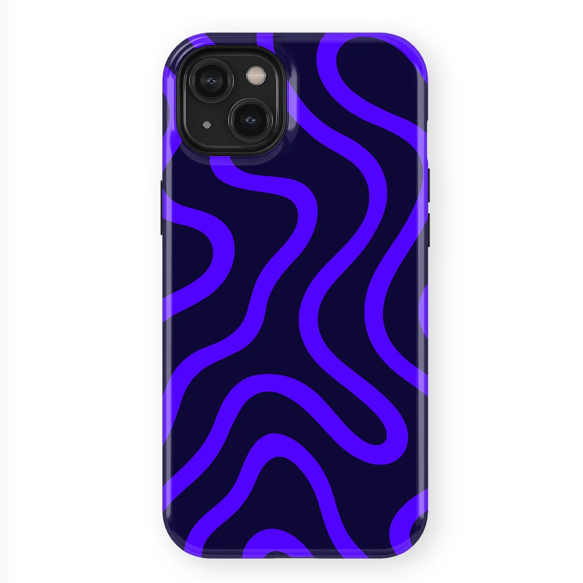 Curvy Lines - Electric Dusk - Black/Blue case for iPhone 15 Plus - Image 1