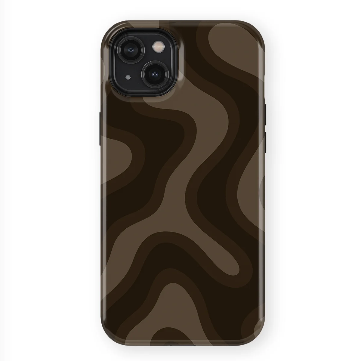 Curvy Lines - Espresso Wave - Brown case for iPhone 15 Plus - Image 1