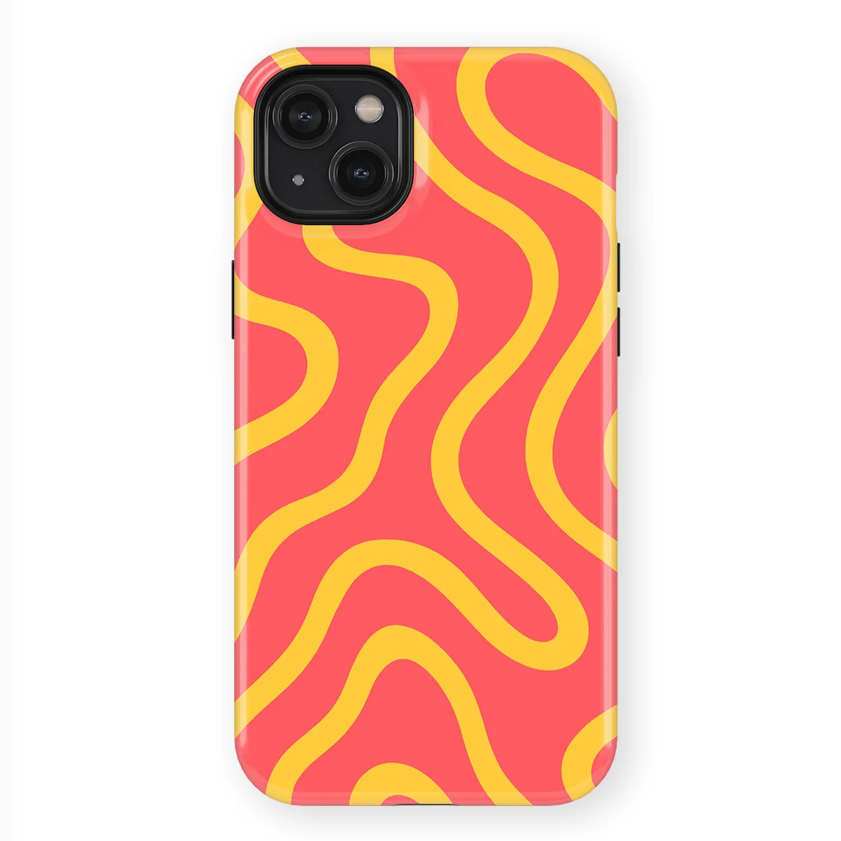 Curvy Lines - Sunburst Drift - Pink_Yellow case for iPhone 15 Plus - Image 1