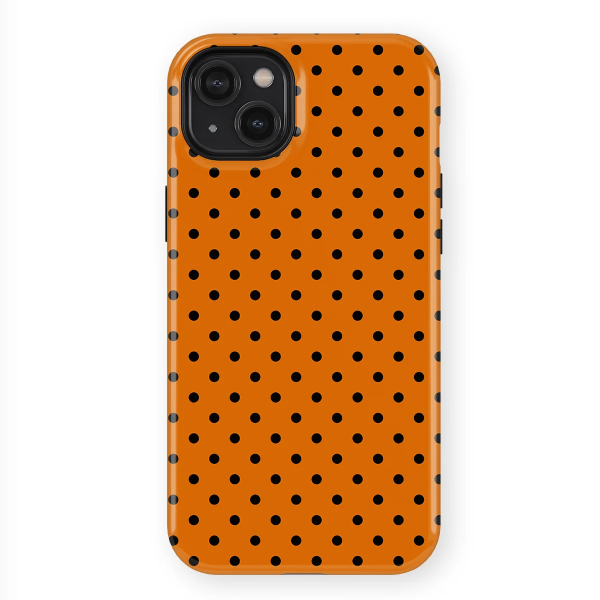 Polka Dots - Pumpkin Dots - Orange/Black case for iPhone 15 Plus - Image 1
