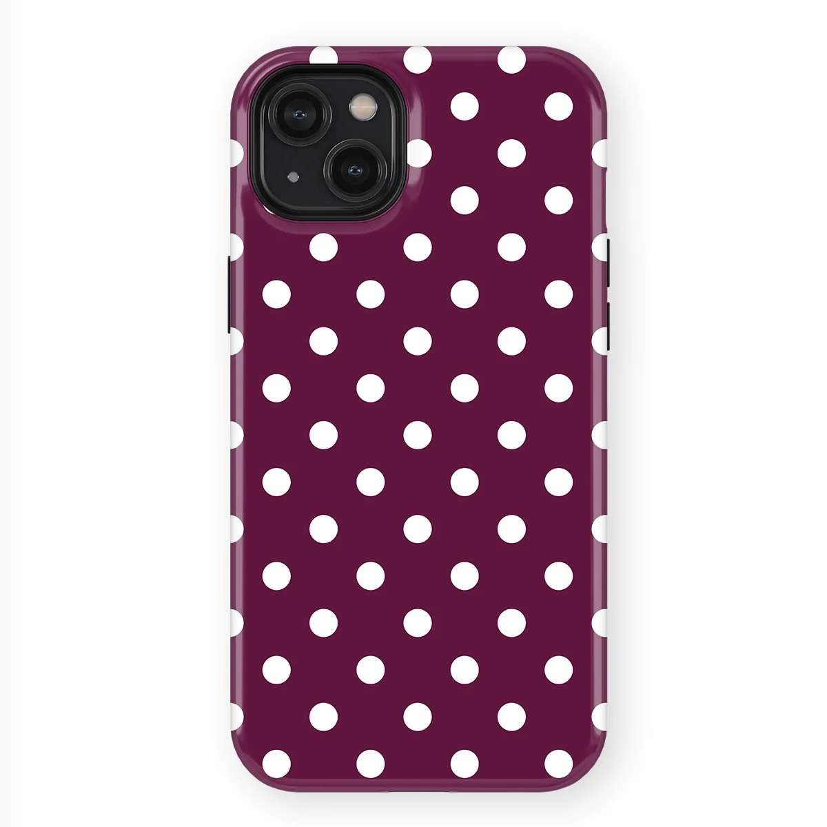 Polka Dots - Purple Pop - Purple/White case for iPhone 15 Plus - Image 1