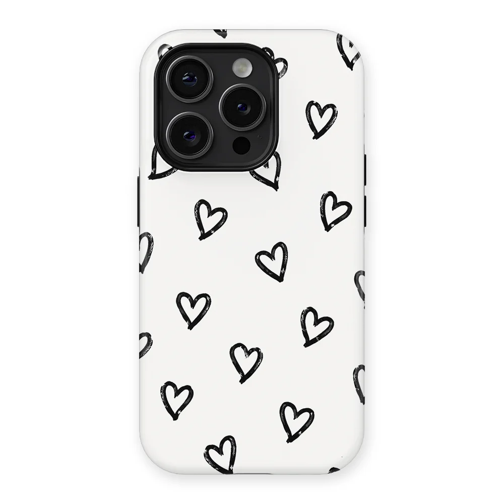 Little Love - Mono Hearts - White/Black/Multicolor case for iPhone 15 Pro - Image 1