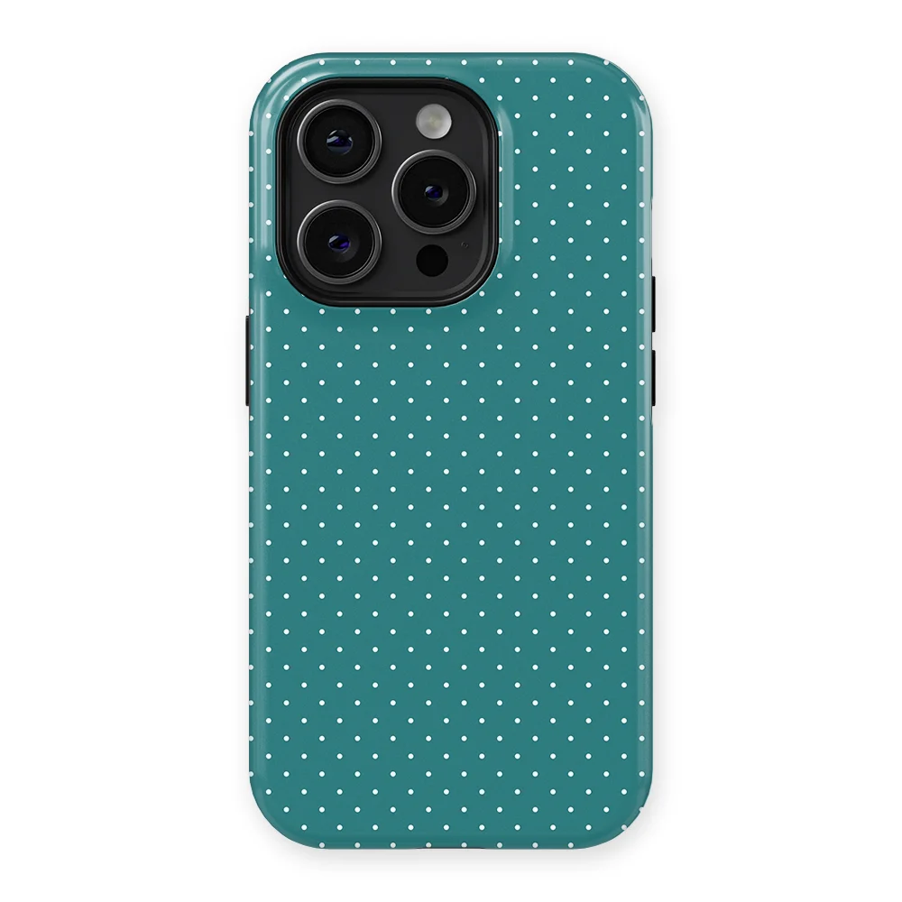 Micro Polka - Deep Teal - Turqoise case for iPhone 15 Pro - Image 1