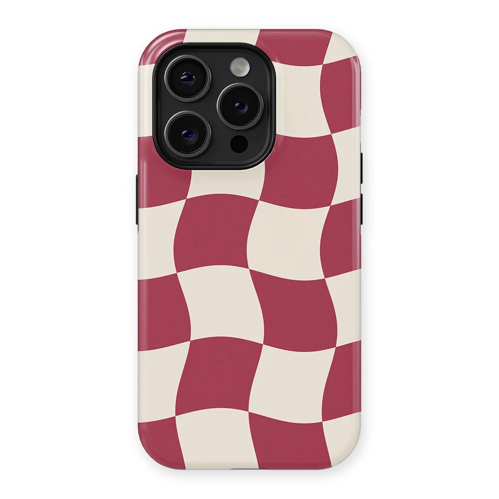 Checkered Warp - Crimson Wave - Red/White/Multicolor case for iPhone 15 Pro Max - Image 1