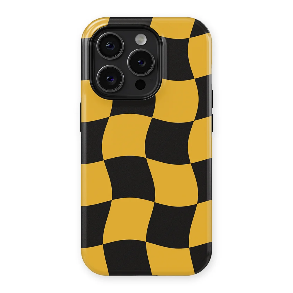 Checkered Warp - Yellow Rush - Yellow/Black/Multicolor case for iPhone 15 Pro Max - Image 1