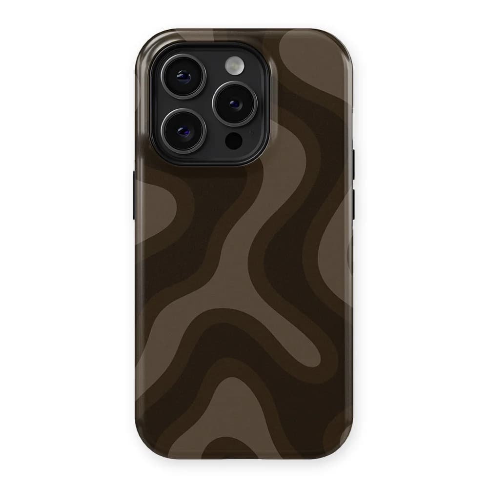 Curvy Lines - Espresso Wave - Brown for iPhone 15 Pro Max