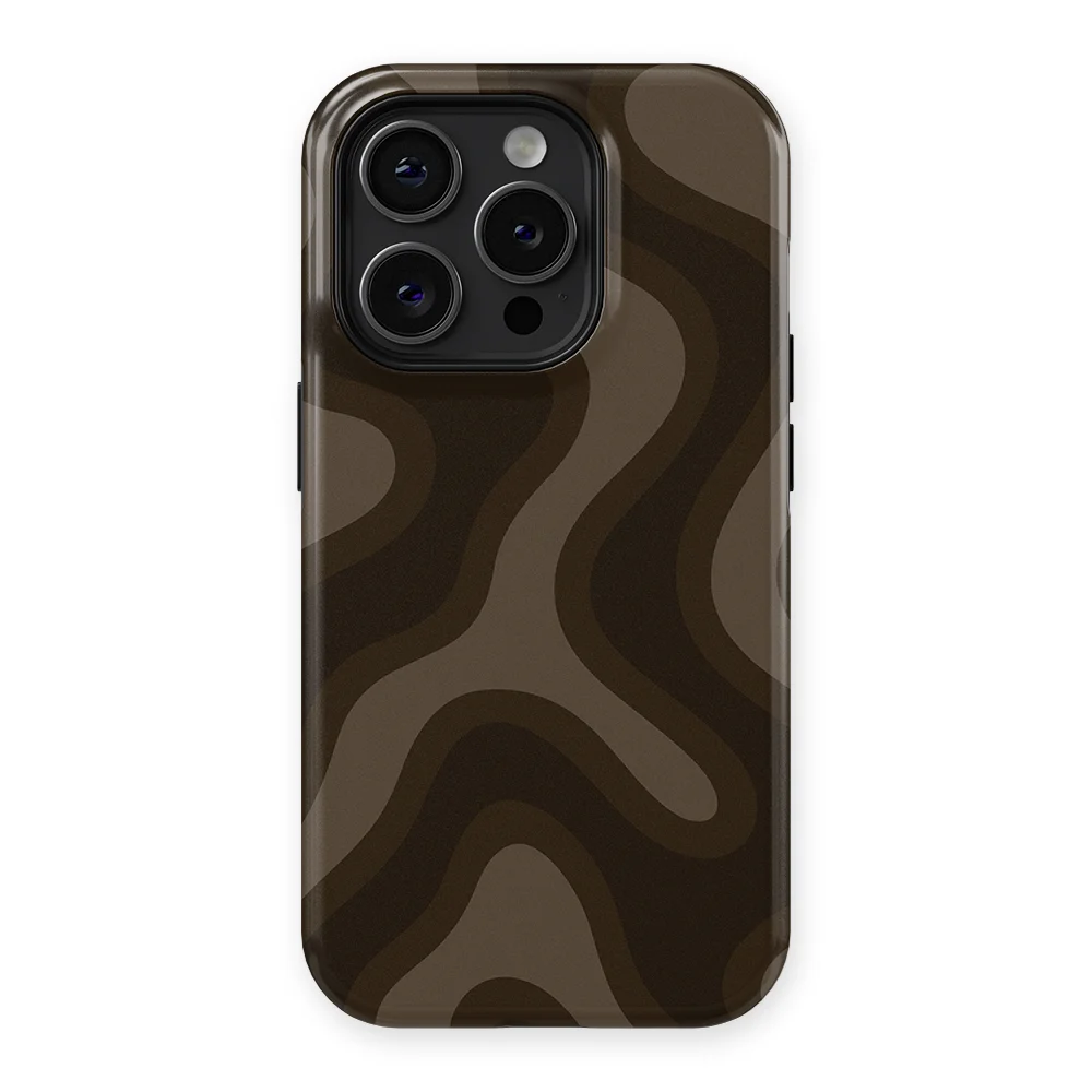 Curvy Lines - Espresso Wave - Brown case for iPhone 15 Pro Max - Image 1