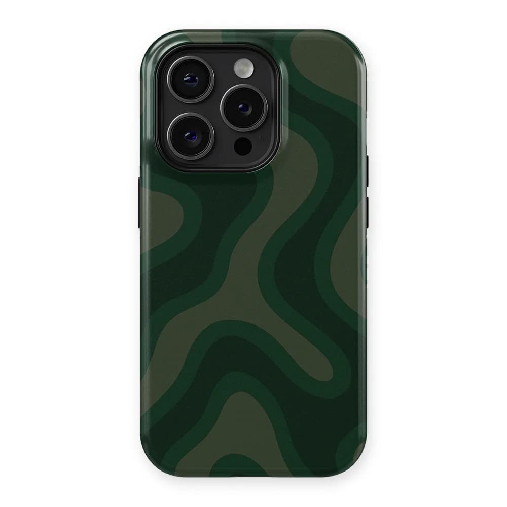 Curvy Lines - Evergreen Drift - Green for iPhone 15 Pro Max