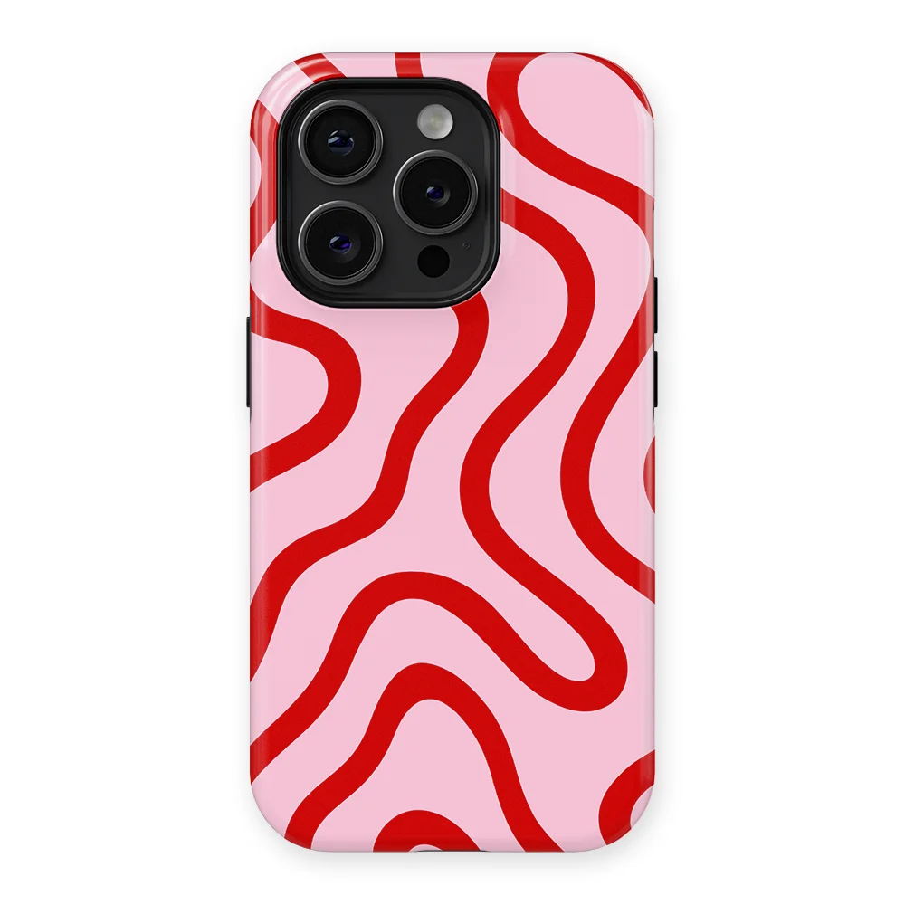 Curvy Lines - Lolly Loop - Pink/Red case for iPhone 15 Pro Max - Image 1